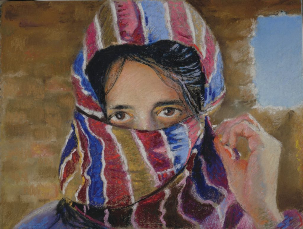 Pastel portrait of a woman